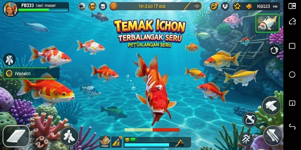 Screenshot utama FB333 menampilkan aksi menembak ikan yang seru.
