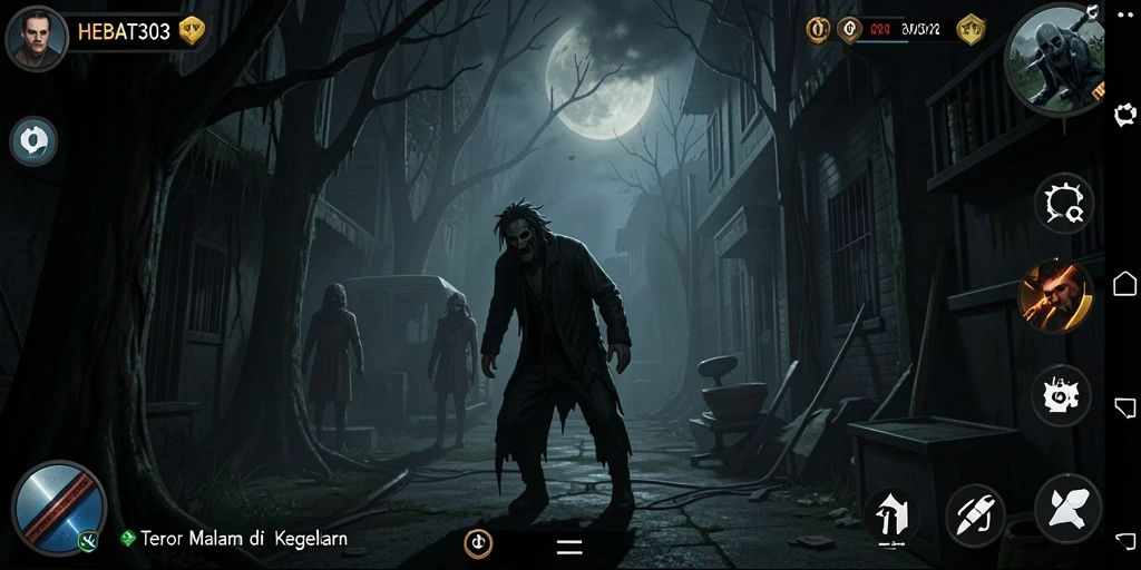 Tampilan gameplay HEBAT303 dengan suasana horror yang mencekam.