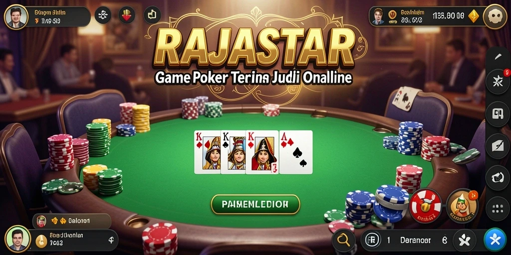 Screenshot utama RAJASTAR menampilkan aksi seru permainan Poker.
